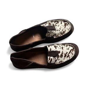 Ariat Brown and White Cow Print Loafers